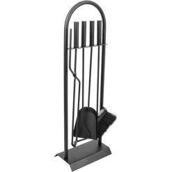 PrimeMatik - Fireplace Companion Tool Set Of 4 Accessories For Fireside Made Of Cast Iron