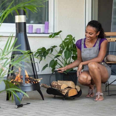 Relaxdays Firewood Basket, Large Fireplace Wood Cradle, Metal Log Holder, H X W X D 40 X 38 X 48 Cm, Black - Image 2