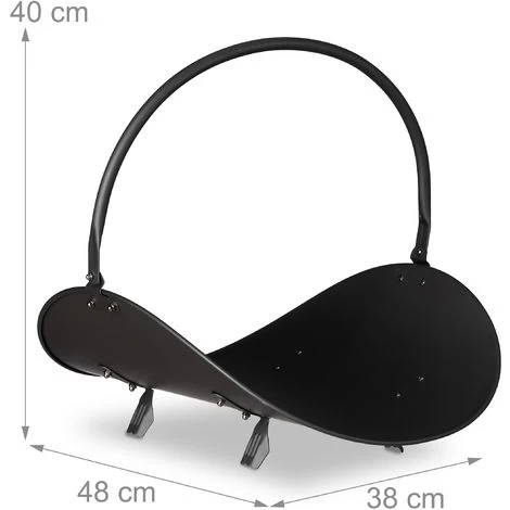 Relaxdays Firewood Basket, Large Fireplace Wood Cradle, Metal Log Holder, H X W X D 40 X 38 X 48 Cm, Black - Image 4