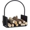 Relaxdays Firewood Basket, Large Fireplace Wood Cradle, Metal Log Holder, H X W X D 47 X 40 X 30 Cm, Black