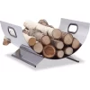 Relaxdays Stainless Steel Wood Cradle, Modern Firewood Basket, Metal Log Carrier Holder, H X W X D 19 X 37 X 33 Cm, Silver