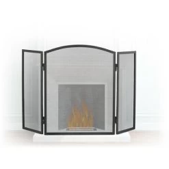 Relaxdays Steel Spark Guard, 3-Panel Fire Screen, Fireplace Fender H X W 62 X 96 Cm, Black