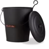 Relaxdays Ash Bucket With Lid, Steel 24 L Charcoal Bin, With Wooden Handle, Black