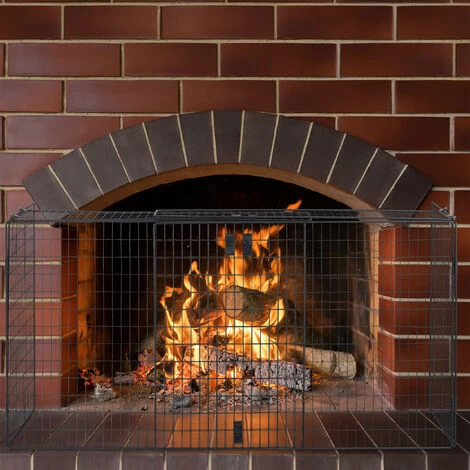 Relaxdays Fireplace Screen, Spark Guard, Steel Safety Barrier, 160 Cm Width, Iron, Black - Image 2