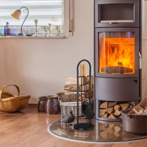 Relaxdays Modern Fireplace Set, 4-Piece Companion Tool Kit, Shovel, Broom, Scraper And Stand, Black - Image 2