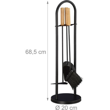 Relaxdays Modern Fireplace Set, 4-Piece Companion Tool Kit, Shovel, Broom, Scraper And Stand, Black - Image 4