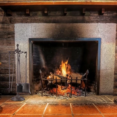 Relaxdays 5-Piece Fireplace Companion Tools, Set With Rack, Shovel, Broom, Poker And Tongs, HxWxD 51 X 18 X 18 Cm, Brown - Image 2