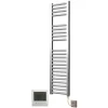 Extra High Heat Output Chrome Electric Towel Rail 300 X 1200mm + TIMER / ROOM THERMOSTAT Flat Bathroom Radiator Heater