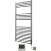 Extra High Heat Output Chrome Electric Towel Rail 600 X 1200mm + TIMER / ROOM THERMOSTAT Curved Bathroom Radiator Heater