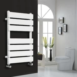 Flat Panel Heated Towel Rail Bathroom Rad Radiator White 650x400mm