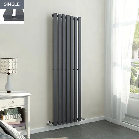 Lulea 1600 X 480mm Anthracite Single Rectangular Panel Vertical Radiator