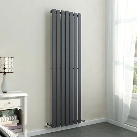 Lulea 1600 X 480mm Anthracite Single Rectangular Panel Vertical Radiator - Image 2
