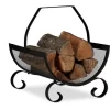 Relaxdays Firewood Basket, Large Fireplace Wood Cradle, Metal Log Holder, H X W X D 40 X 33 X 38 Cm, Black