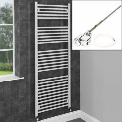 1600x600mm Bathroom Heated Towel Rail Radiator Dual Fuel Chrome Straight 29 Rail