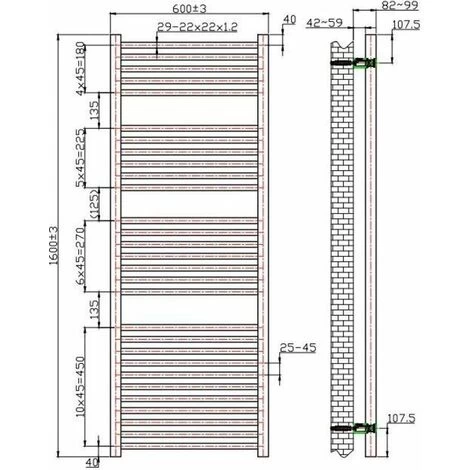 1600x600mm Bathroom Heated Towel Rail Radiator Dual Fuel Chrome Straight 29 Rail - Image 4