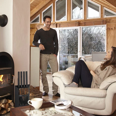 Relaxdays Fireplace Companion Set, 5-Piece Utensil Set With Shovel, Broom, Tongs & Holder, Modern, Black - Image 3