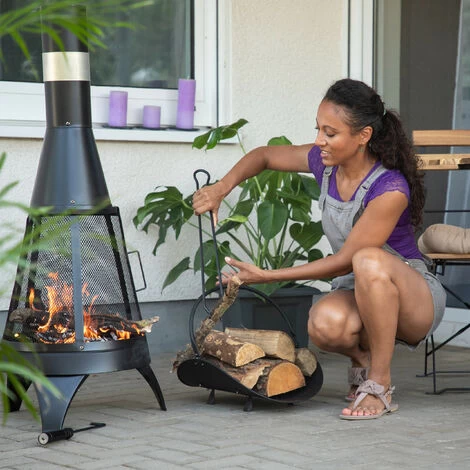 Relaxdays 5-Piece Fireplace Companion Tools, Set With Rack, Shovel, Broom, Poker And Tongs. Black - Image 3