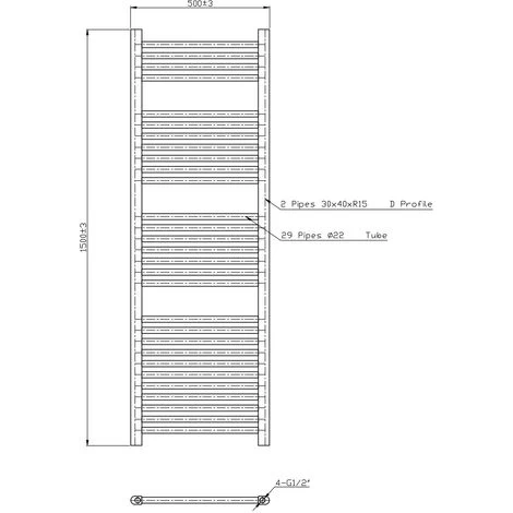 Bergen 1500 X 500mm Straight Grey Towel Radiator - Image 4