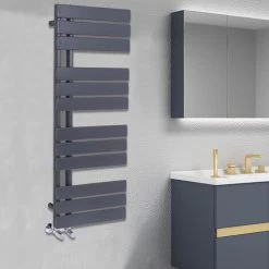 Designer Flat Towel Rail Radiator Bathroom Central Heating Anthracite 1124 X 500mm
