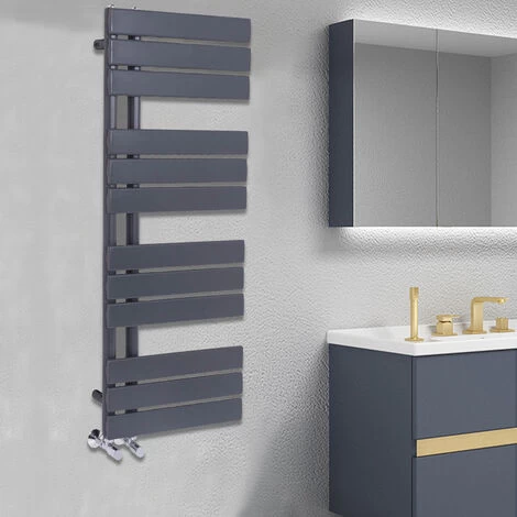 Designer Flat Towel Rail Radiator Bathroom Central Heating Anthracite 1124 X 500mm
