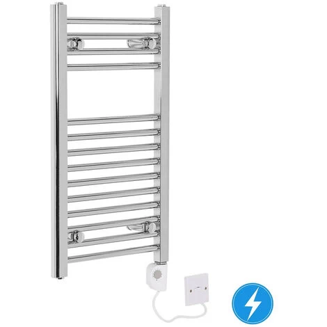 Bathroom Electric Heated Towel Rail 700 X 400 Straight Thermostatic 150W Chrome