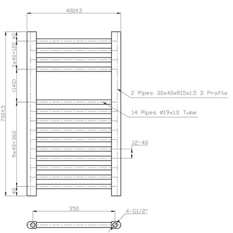 Bathroom Electric Heated Towel Rail 700 X 400 Straight Thermostatic 150W Chrome - Image 3