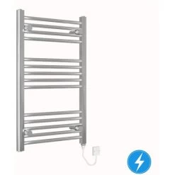 Bathroom Electric Heated Towel Rail 800 X 500 Straight Manual 150W Chrome