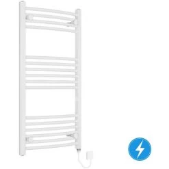 Bathroom Electric Heated Towel Rail Curved 1000 X 500 Manual 200W White