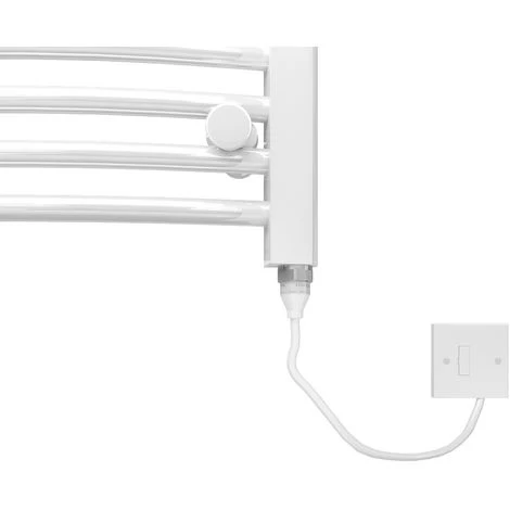 Bathroom Electric Heated Towel Rail Curved 1000 X 500 Manual 200W White - Image 4