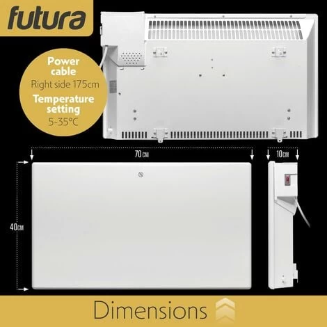 Futura 1500W Eco Panel Heater Bathroom Safe Setback Timer Wall Mounted Lot 20 Low Energy Electric Heater - Image 5