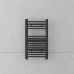 WarmeHaus Bergen Straight Grey Heated Towel Rail Radiator 700x400mm