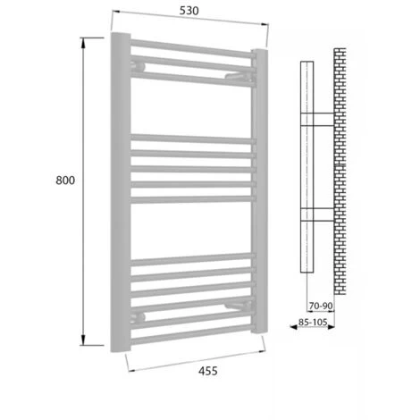 Reina Divale Straight Heated Towel Rail 800mm H X 530mm W White - Image 2