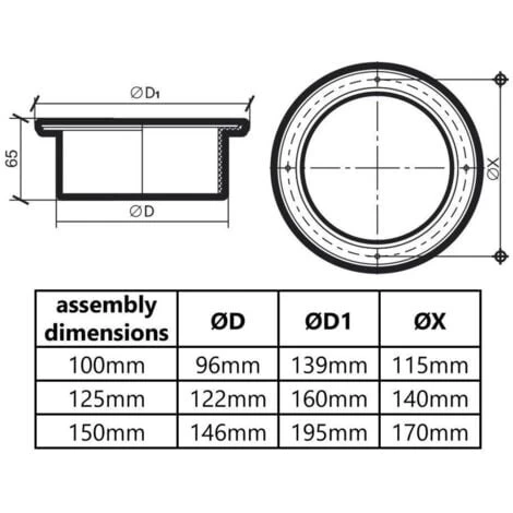 125mm Diameter White Plastic Ventilation Ducting Pipe Wall Plate Spigot - Image 2