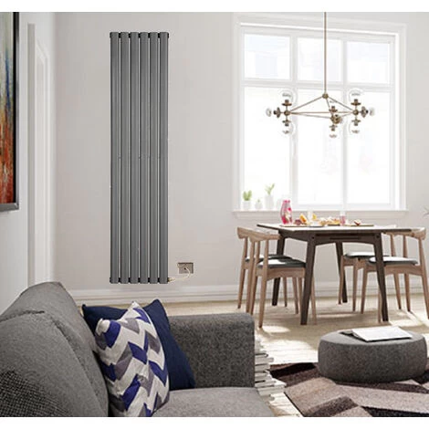Electric 1800 X 420 Single Anthracite Oval Tube White Central Heating Designer Column Radiator Programable Timer And Room Thermostat - Image 2