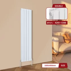 Karlstad 1800 X 410mm White Double Flat Panel Vertical Radiator
