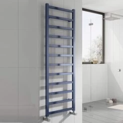 Reina Fano Designer Heated Towel Rail 720mm H X 485mm W Blue Satin