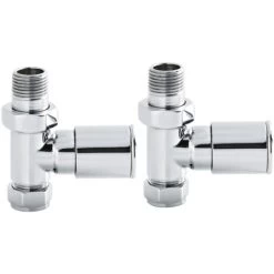 Hudson Reed Modern Straight Radiator Valves Pair - Chrome