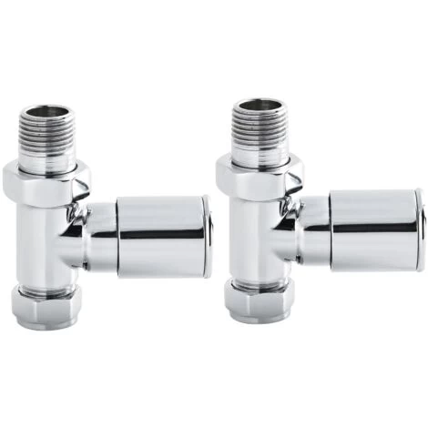 Hudson Reed Modern Straight Radiator Valves Pair - Chrome