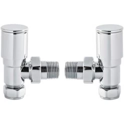 Hudson Reed Minimalist Angled Radiator Valves Pair 82mm High- Chrome