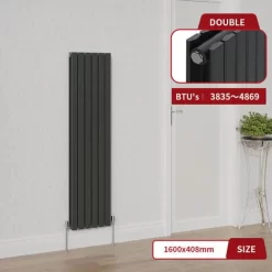 Karlstad 1600 X 410mm Anthracite Double Flat Panel Vertical Radiator