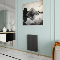 Reina Wave Double Horizontal Aluminium Radiator 600mm H X 412mm W Anthracite