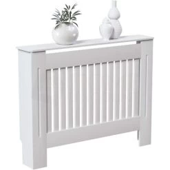 Chelsea Radiator Cover MDF Modern Cabinet Slatted Grill, White, Medium