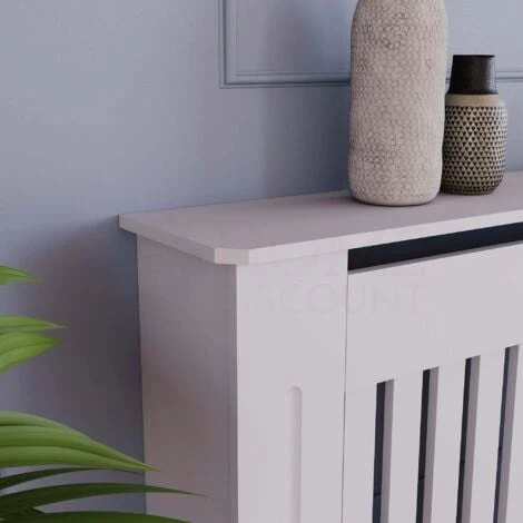 Chelsea Radiator Cover MDF Modern Cabinet Slatted Grill, White, Medium - Image 5