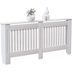 Chelsea Radiator Cover MDF Modern Cabinet Slatted Grill, White, Extra Large
