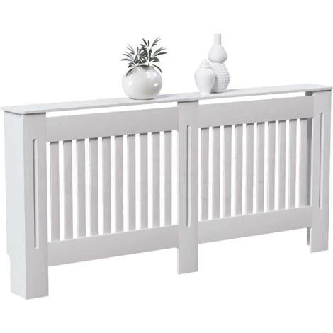 Chelsea Radiator Cover MDF Modern Cabinet Slatted Grill, White, Extra Large