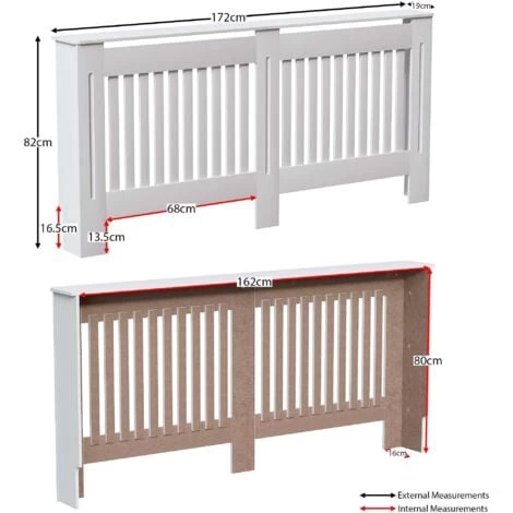 Chelsea Radiator Cover MDF Modern Cabinet Slatted Grill, White, Extra Large - Image 2