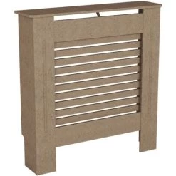Milton Radiator Cover MDF Modern Cabinet Slatted Grill, Unfinished, Small