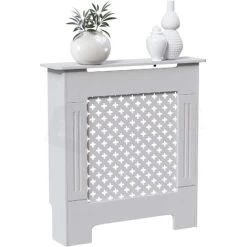 Oxford Radiator Cover MDF Modern Cabinet Grill, White, Small