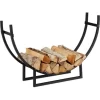 Relaxdays Firewood Rack, Half-Round, Indoors, Powder-Coated Steel, Log Cradle, HxWxD 55x92x21 Cm, Black