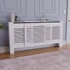 Milton Radiator Cover MDF Modern Cabinet Slatted Grill, White, Adjustable